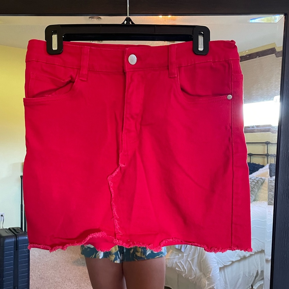 Dollhouse Red Denim Mini Skirt